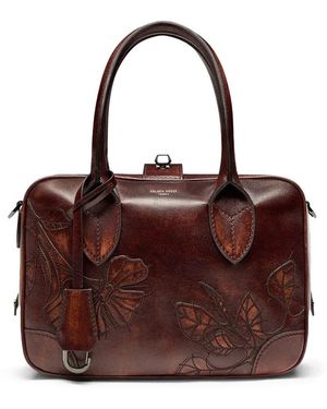 Golden Goose Vita Bag With Flower Embroidery And Ruthenium Metal Detai - Brown