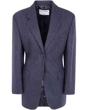 Filippa K "Hourglass Pinstripe" Flannel Blazer - Blue