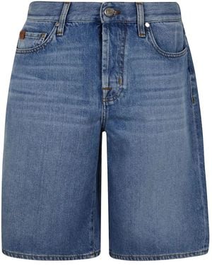 Jacob Cohen Cindy Bermuda Pants Wide Leg Loose Waist Denim - Blue