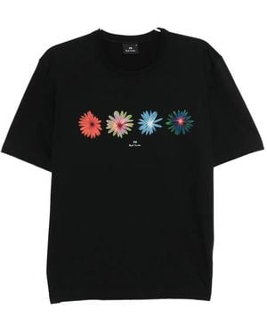 Paul Smith Casual Fit Ss T Shirt Flowers - Black