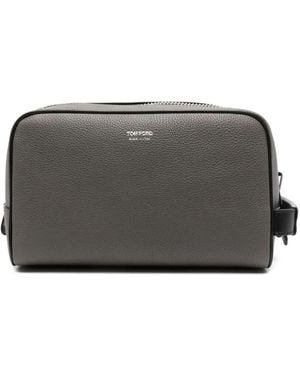 Tom Ford Vanity Case Single Zip "Soft Grain Leather" - Grey