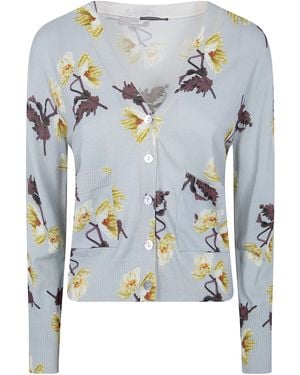 In bed with You V Neck Printed Cardigan - Blue
