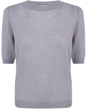 Twinset Short Sleeve Round Neck Jumper - Grey