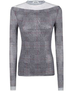 Jean Paul Gaultier Mesh Top Double Layer Printed Body Shadow And Prince Of Wales - Grey