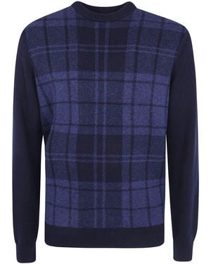 Barbour Crewneck Sweater "Mineral Tartan" - Blue