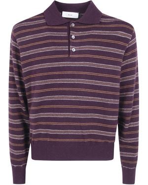 DUNST Sweater Collared Striped Sweater - Purple