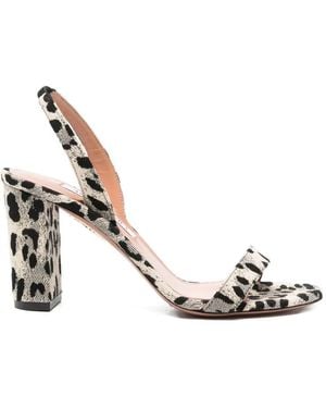 Aquazzura "So Nude" Sahara Jacquard Block Sandal 85 - Metallic