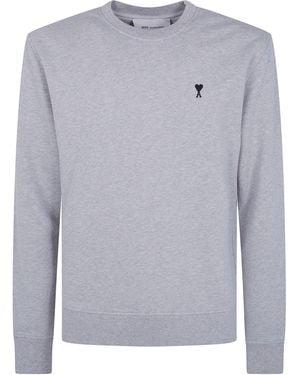 Ami Paris Sweatshirt With Contrast "Quota Ami De Coeur" - Gray