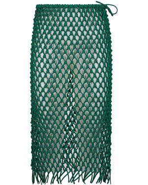 Frankie Shop "Nelaya" Leather Macrame Skirt - Green