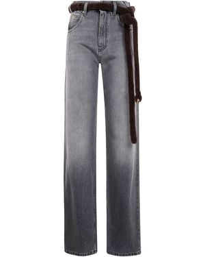 DARKPARK "Lufur" Belt Adorned Straight Leg Denim - Gray