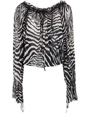 Blumarine Print Chiffon Top - Black