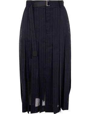 Sacai Pinstriped Midi Skirt - Blue