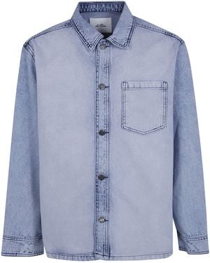 Les Deux Jacket Bleached Denim Overshirt - Blue