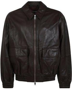 Studio Nicholson Jacket Leather Bomber - Black