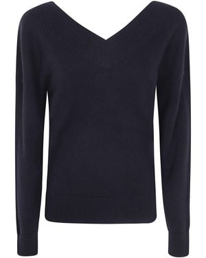 Tom Ford Cashmere Fin. 7 Off-Shoulders V Neck Jumper - Blue