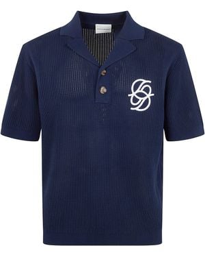 Drole de Monsieur "Maille Monogramme" Polo Shirt - Blue