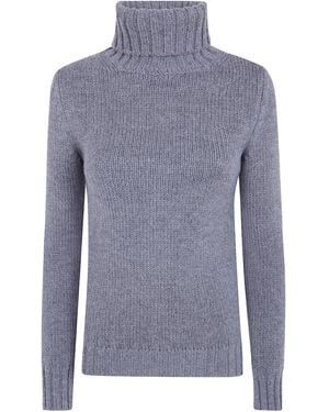 Base London Maglione Collo Alto "B8565" - Blu