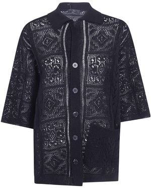 Y's Yohji Yamamoto Open Collar Knit Shirt - Blue