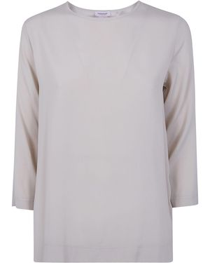 Rossopuro 3/4 Sleeve Silk Blouse - Gray