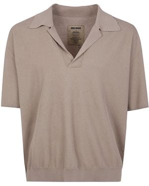 Uma Wang Short "Rib Crepe" Polo - Gray