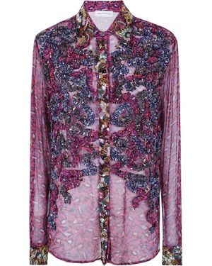 Dries Van Noten Shirt Floral Chiffon "Chevy" - Purple