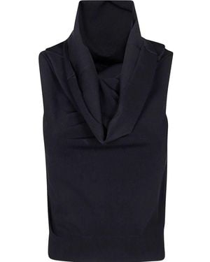 Nuur Short Sleeves Over Shoulder Top - Blue