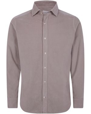 Tintoria Mattei 954 Camicia Small Rib Velvet Shirt - Marrone