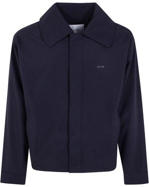 Arte' Big Collar Nylon Jacket - Blue