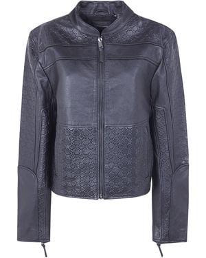 Daily Paper "Structured" Leather Jacket - Blue