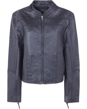 Daily Paper "Structured" Leather Jacket - Blue