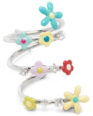YVMIN Anello Multicolore "Flower Gemstone Spiral" - Bianco