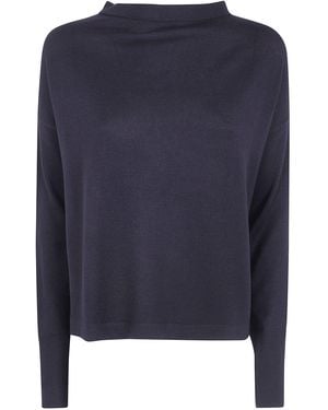 Ma'ry'ya Sweater Boat Neck "Tape Back Merino" - Blue