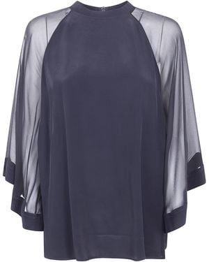 Filippa K "Sheer Reglan" Blouse - Blue