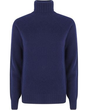 Drumohr Sweater Wool "Turtle Neck" - Blue