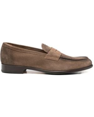 Doucal's Vintage Suede Loafer - Brown