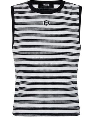 Amiri Ma" Stripe Rib Jersey Tank Tee - Black