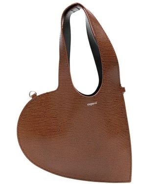 Coperni Lizard Print Mini 'Heart' Tote - Brown