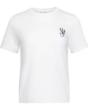 JW Anderson Anchor-Embroidery Printed T-Shirt - White