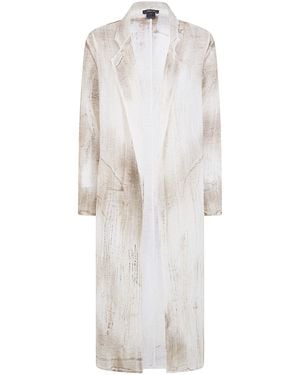 Avant Toi Brushed Effect Linen And Cotton Net Fabric Rever Jacket With - White