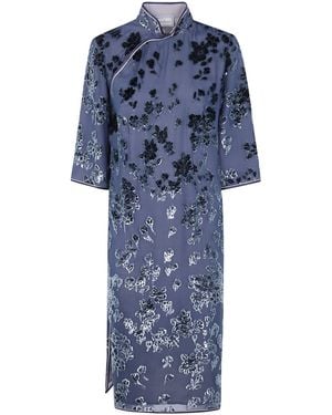 Pierre Louis Mascia Dress Floral Pattern "Vefio" - Blue