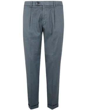 Michael Coal Linen Classic Trousers - Blue