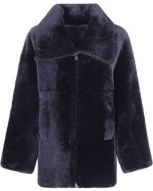 Blancha Giacca Straight Merino Shearling - Blu