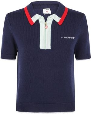 CASABLANCA Top Manica Lunga "Merino Polo" - Blue