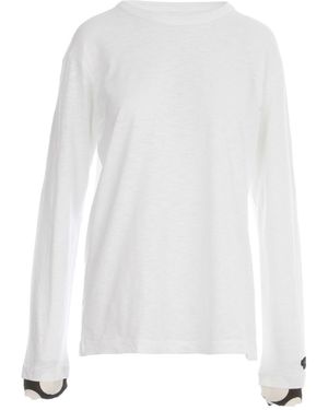 Y's Yohji Yamamoto Uneven Yarn X Pe Polka Pig L/S T-Shirt - White