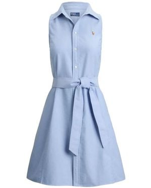 Polo Ralph Lauren Vestito Mini Smanicato "Shirt Dress" - Blue