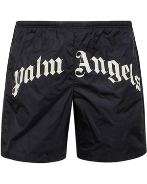 Palm Angels Costume Curved Logo Swimshort - Black