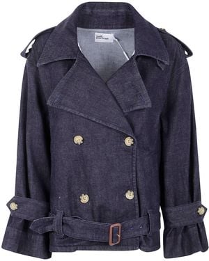 Self-Portrait Denim Trench Jacket - Blue