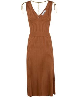 Elisabetta Franchi Midi Knit Dress - Brown