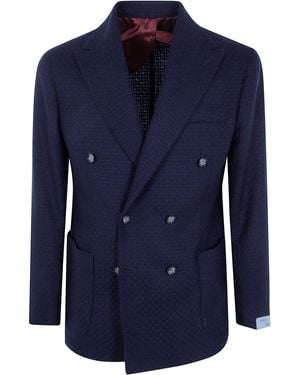 Barba Napoli Double-Breasted Jacket "Bactive" - Blue