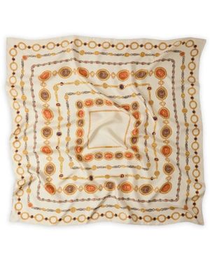 Versace Foulard 90X90 Bio Silk Twill 'The Lover' Inkjet Print - Natural